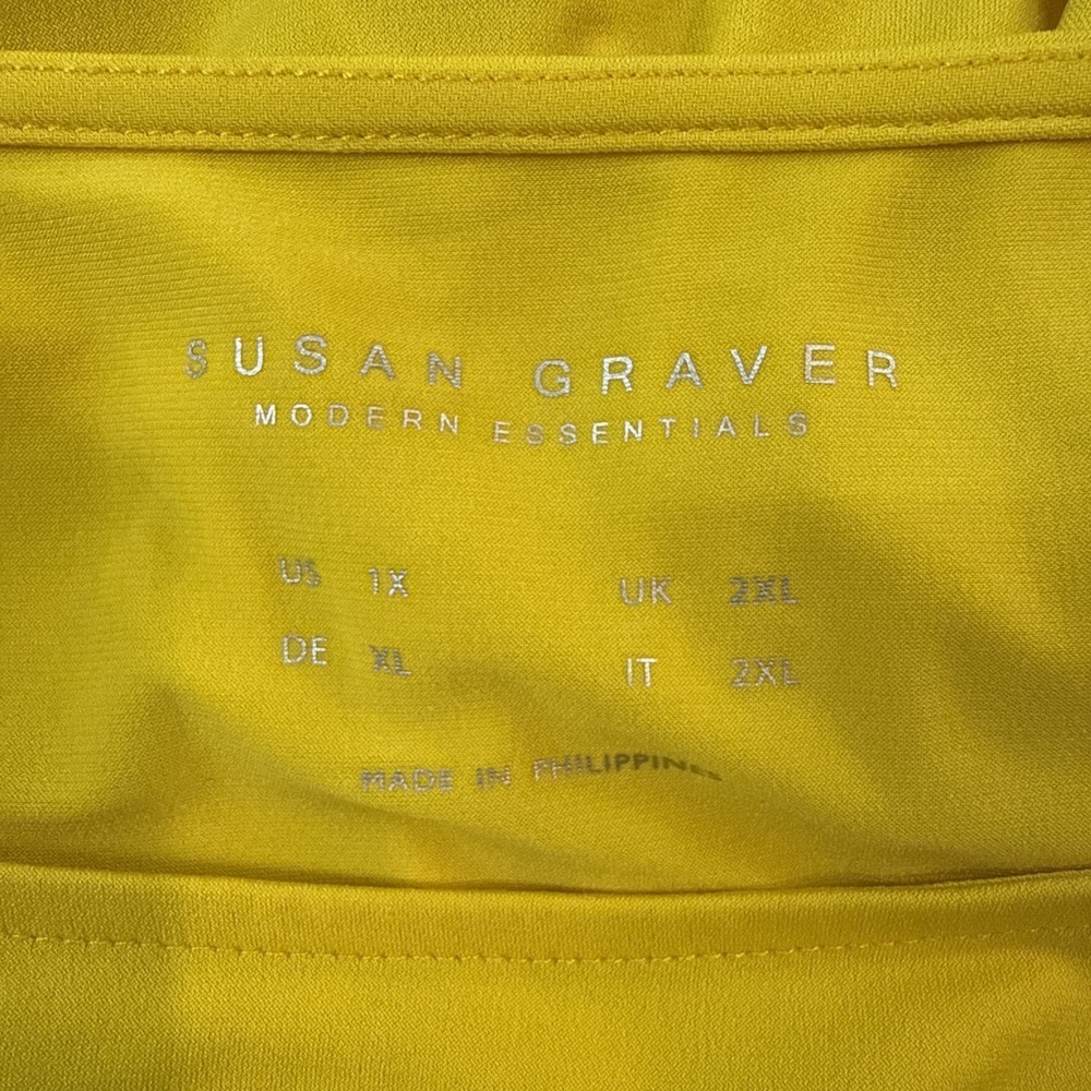 Susan Graver Blouse, Size 1X, Yellow, 3/4 Sleeves, Casual, Workwear, QVC - Picture 4 of 6